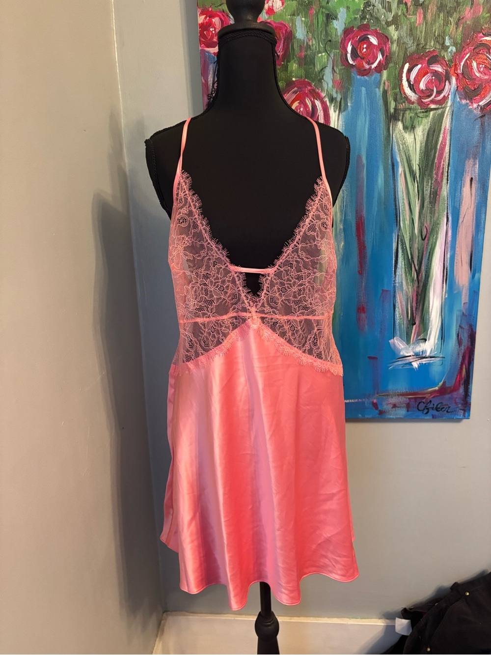 NWT Victoria's Secret lace plunge slip dress sexy satin size XL